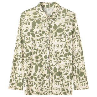 100桑蚕丝衬衣女春夏时髦通勤印花衫长袖设计感真丝衬衫绸缎上衣