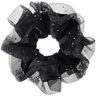 兰诺网纱包钻大肠发圈女高级感洋气时尚扎发丸子头高弹力皮筋头绳