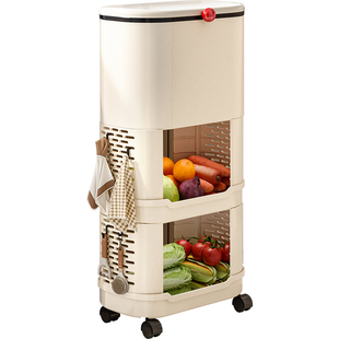 厨房垃圾桶2025新款加高可移动免弯腰专用大号大容量多功能置物架