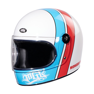 台湾新款蒙古人头盔彩绘帽摩托车机车复古盔越野骑行全盔男女通用