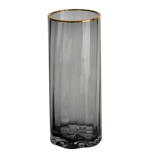 轻奢描金透明玻璃花瓶干花客厅花器摆件装饰创意简约北欧水养插花