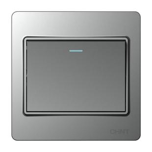 正泰开关按钮面板幻银灰86型单开单控家用插座一位二双控三四电灯