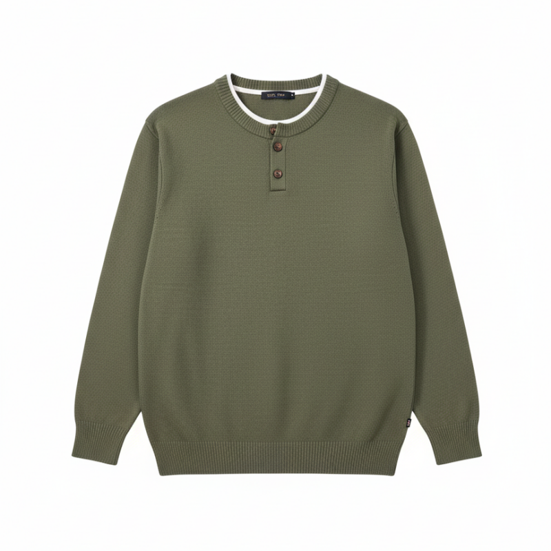 啄木鸟假两件针织衫亨利领毛衣男