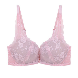前开扣宽肩带前扣聚拢性感蕾丝内衣女 背心式前排扣无钢圈文胸罩