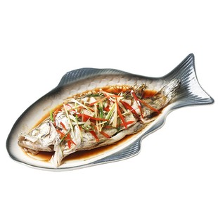 创意鱼形陶瓷盘家用装鱼盘子蒸鱼盘大号鱼盘餐厅菜盘北欧椭圆鱼盘