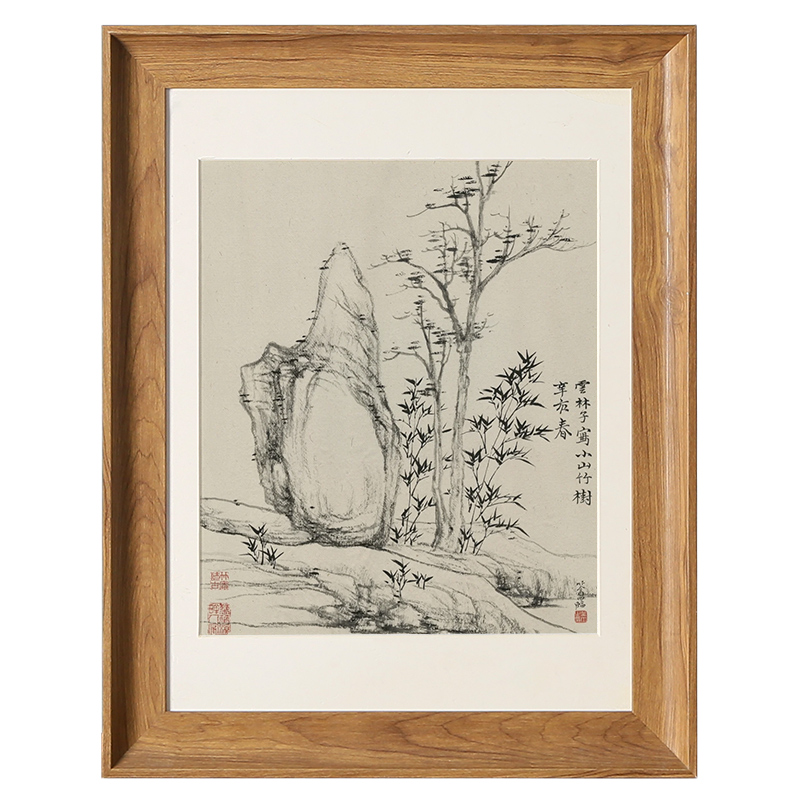 美式中式仿木色素描书法装裱画框油画相框挂墙4开8k作品外框定制