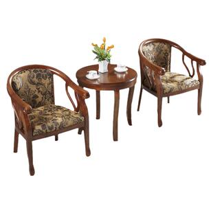酒店围椅茶几三件套单人休闲宾馆实木客房圈椅洽谈民宿公寓阳台椅