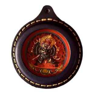 大威德金刚擦擦西藏手绘 立体唐卡佛像嘎乌盒吊坠 可挂绳车挂项链