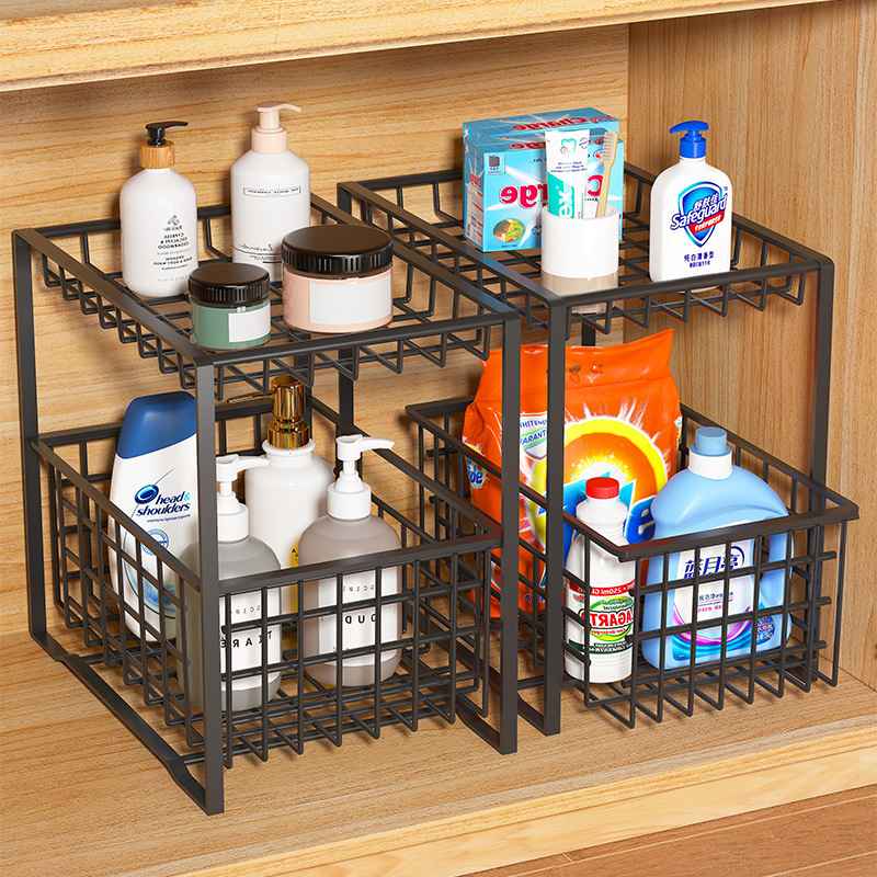 下水槽置物架卫生间橱柜分层架浴室柜子台盆下洗脸池厨房收纳架子