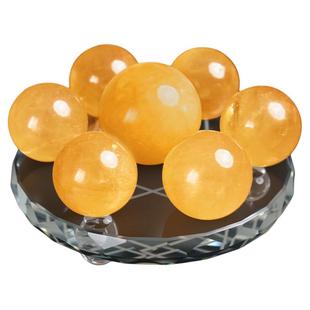 黄水晶球七星阵摆件方解石开业店铺家居书桌玄关摆设装饰品送礼物