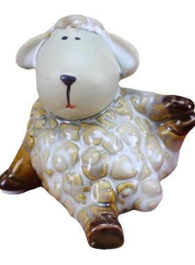 小绵羊陶瓷摆件欧式田园家居装饰