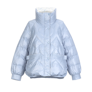 HONRN/红人宽松轻薄短款立领白鸭绒羽绒服外套女款冬季HH55YR406