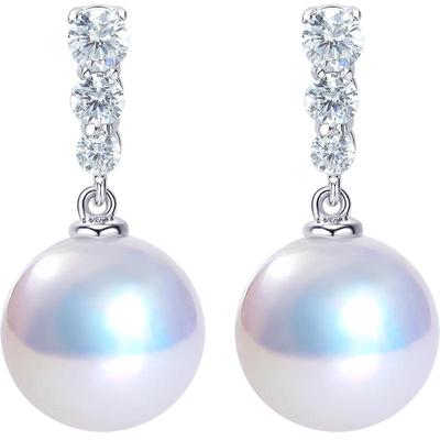 黛米11-12mm正圆珍珠耳钉S925银