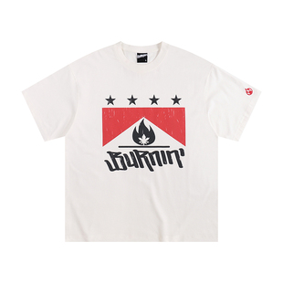 BURNIN*万宝路方片logo短袖男夏季创意美式街头嘻哈休闲宽松上衣