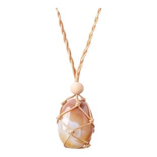 天然石水晶矿石原石滚石网兜吊坠手工编织网兜吊坠绳项链毛衣链