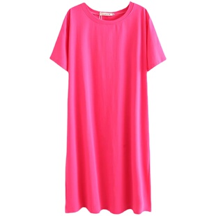 宛宛家大码300斤大码春夏短袖宽松显瘦遮肉休闲长款胖MMT恤连衣裙