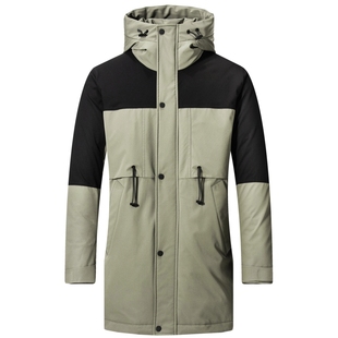 七匹狼连帽中长装厚羽绒服2025冬季新款舒适保暖户外中青年外套男