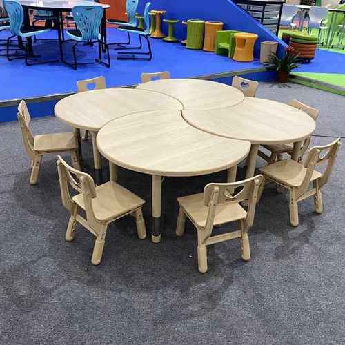 育才幼儿园儿童宝宝椅可调节课桌梅花桌椅游戏桌子异形桌可拼圆桌