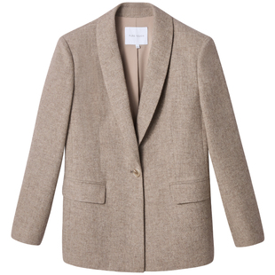 商场同款PURE TOUCH女装25秋冬羊毛混纺西装外套钢花呢收腰西服