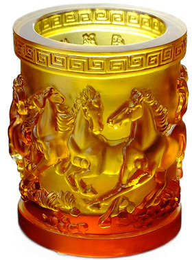 水晶琉璃笔筒送礼办公室桌面摆件