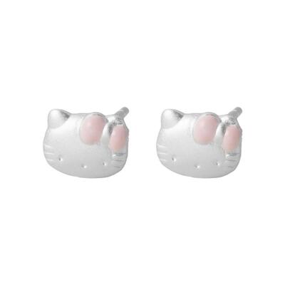 猫蛰S990足银蝴蝶结猫咪耳钉