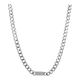 基础百搭方牌钛钢古巴项链男女嘻哈潮流高级感美式时尚毛衣链锁骨