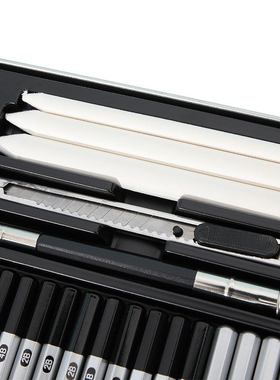 素描铅笔套装4H-10B软中工具件盒炭笔硬跨境美术专业素描29培训套