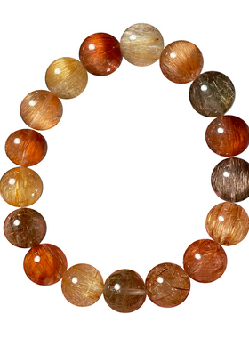 天然彩发晶水晶单圈手串冰透手链