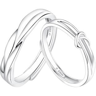 麻花素圈银戒指情侣对戒情侣款一对999纯银2026新款爆款送女朋友