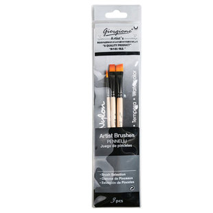 乔尔乔内尼龙画笔3支套装水彩水粉丙烯油画笔平刷圆头斜头榛形刷