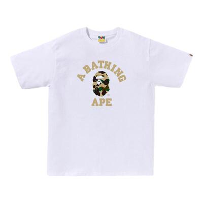 BAPE迷彩猿人字母印花短袖T恤