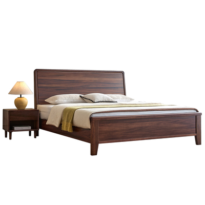 黑胡桃木全实木床满铺床板