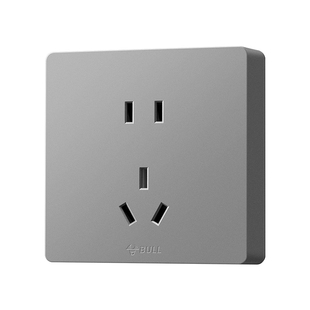 公牛明装插座超薄扁平一开五孔带开关16a空调专用墙上固定面板灰
