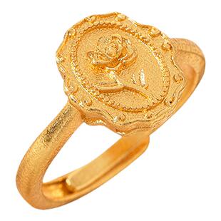 古法沙金开口可调节戒指指环复古宫廷风蝴蝶花朵送女友礼物可爱