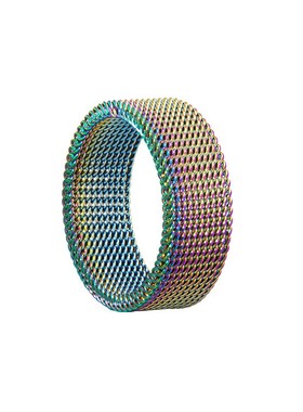 8MM个性格纹网钛钢戒指高品质男女简约可变形多色网状戒指首饰ins