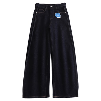 高端气质休闲高腰直筒牛仔裤女