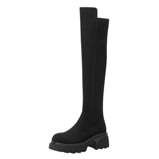 达芙妮过膝长筒靴女冬季2025新款厚底高筒骑士靴加绒弹力瘦瘦靴子