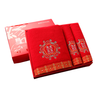 金号婚庆纯棉毛巾大红结婚伴手礼