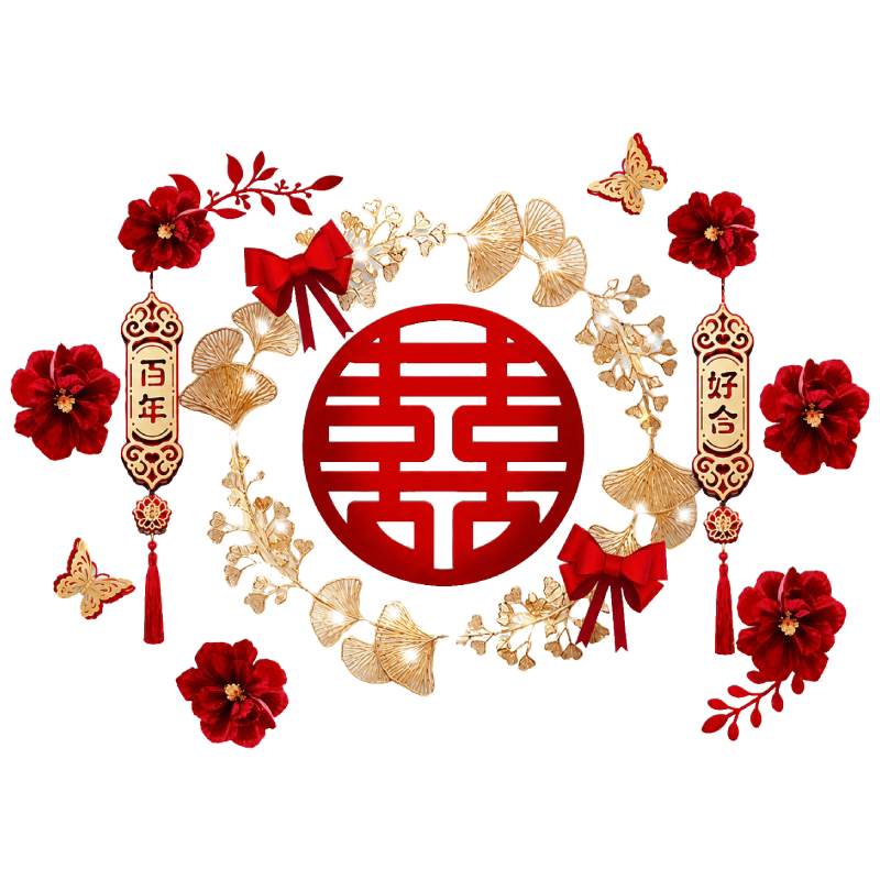 婚房布置套装男女方主卧室出嫁床头背景墙装饰结婚礼新闺房间用品