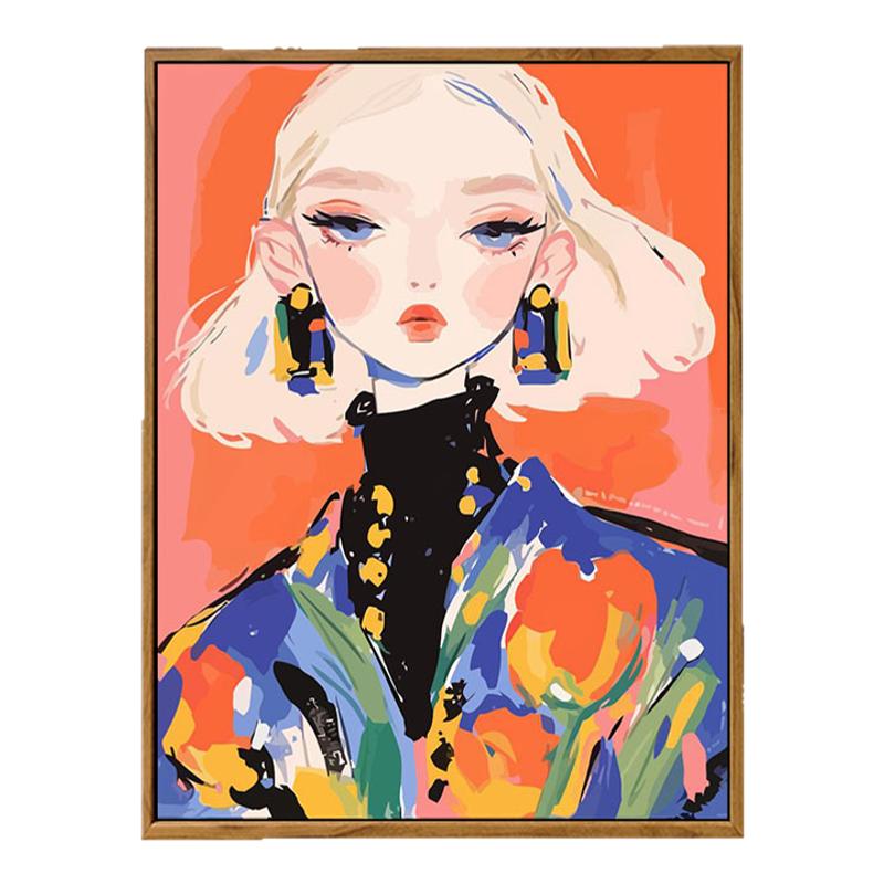 时尚女孩治愈数字油画DIY丙烯画