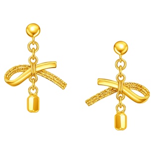 调太幅18K金爆闪丝带蝴蝶结流苏耳钉 女在逃公主纯银高级感礼物潮