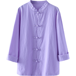 亚麻太极服衬衫女春秋2026新款棉麻开衫中国风复古上衣宽松练功服