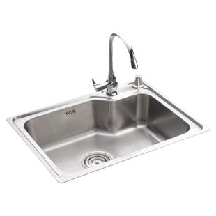 柔美厨房大单槽台下304不锈钢水盆B2-5643洗菜单盆沥水龙头套餐