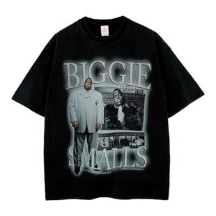 BIG. Biggie Smalls vintage homage宽松嘻哈短袖大码纯棉重磅T恤