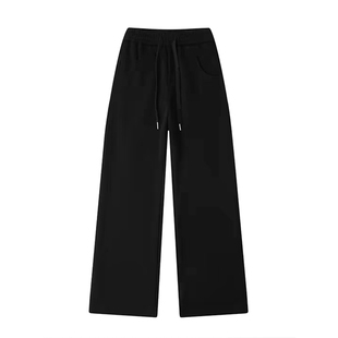 加绒黑色运动香蕉裤女秋冬胖mm大码宽松弯刀卫裤休闲阔腿镰刀裤