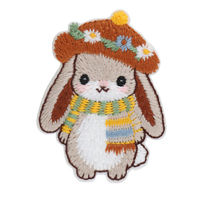 可爱小兔刺绣布贴羽绒服破洞修补贴衣服补丁贴DIY装饰贴自粘贴