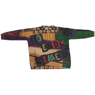 百搭针织毛衣女士秋冬宽松字母印花复古套头长袖个性上衣女