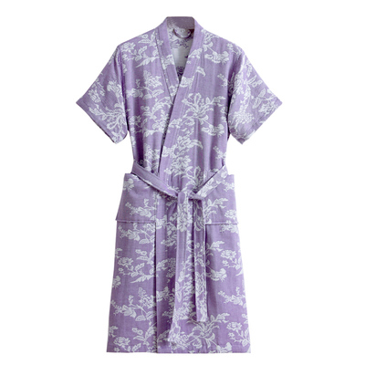 纯棉三层浴袍短袖男女款可穿浴巾