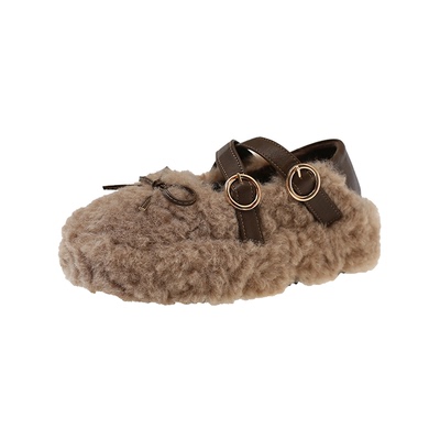 绝美复古厚底浅口单鞋女冬季两穿