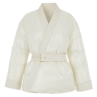 95狮头白鹅绒羽绒服女白色冬装中式改良汉服短款中国风外套新款